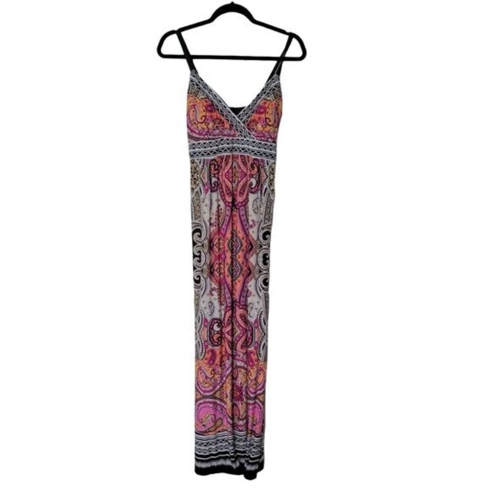 Christopher & banks sleeveless padded maxi dress side zipper women's medium 1200